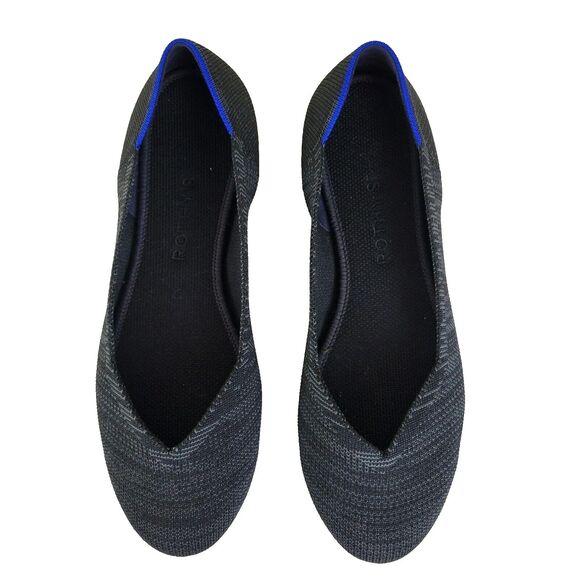 Rothy's The Flat Women's Lattice Stitch Ballet Flats Grey Black Size 7.5 - Picture 1 of 9